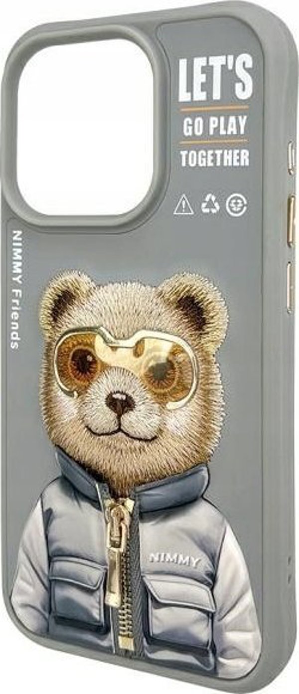 Θήκη Nimmy iPhone 15 Pro 6.1" γκρι Cool&Cute 2.0 Bear