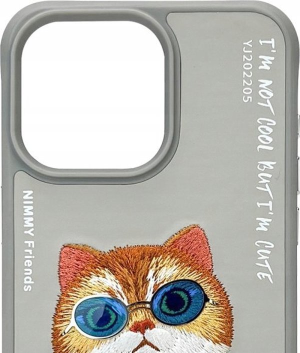 Θήκη Nimmy iPhone 15 Pro Max 6.7" γκρι/γκρι Γυαλιά Cool Cat