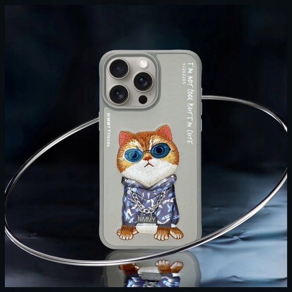 Θήκη Nimmy iPhone 15 Pro Max 6.7" γκρι/γκρι Γυαλιά Cool Cat
