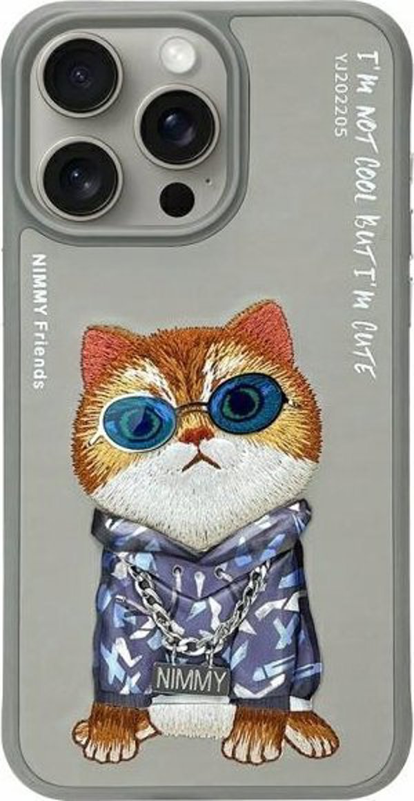 Θήκη Nimmy iPhone 15 Pro Max 6.7" γκρι/γκρι Γυαλιά Cool Cat