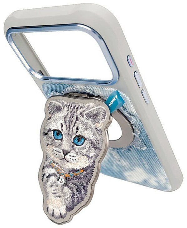 Nimmy Zawieszka magnetyczna Denim Fashion British Shorthair Cat szara