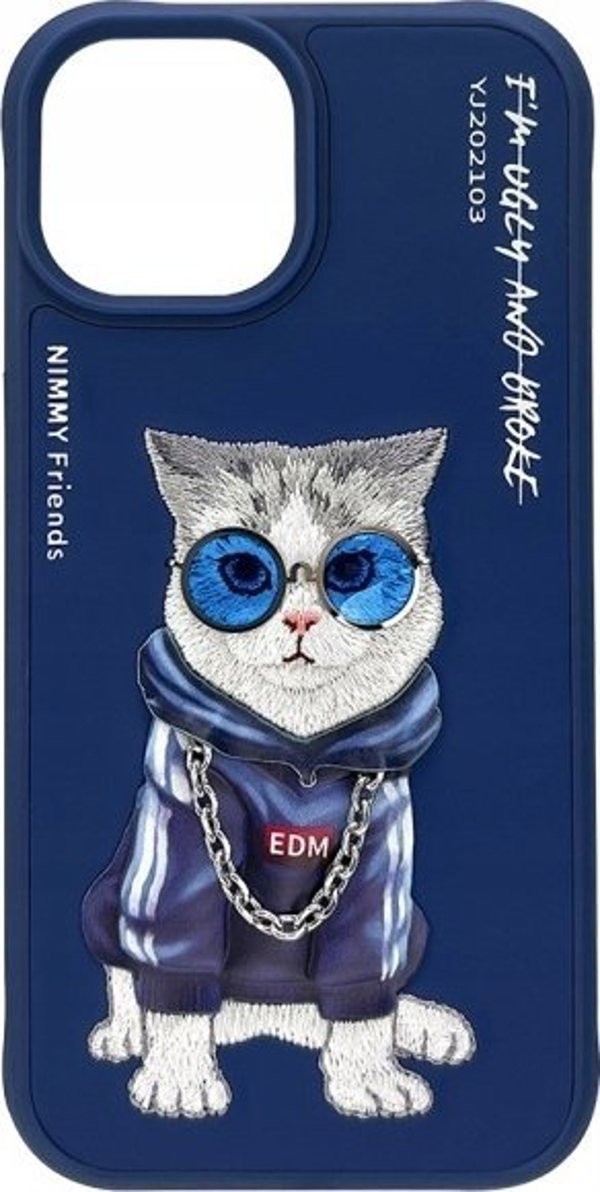 Θήκη Nimmy iPhone 15 6.1" μπλε/μπλε Γυαλιά Cool Cat