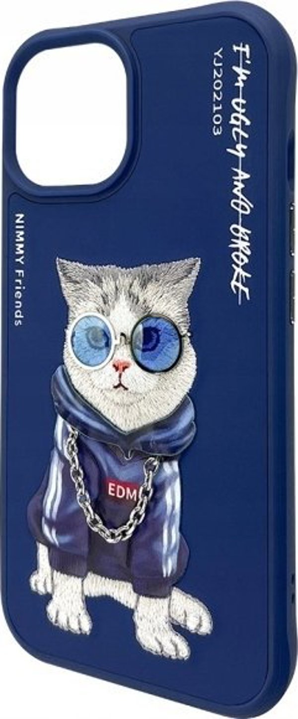 Θήκη Nimmy iPhone 15 6.1" μπλε/μπλε Γυαλιά Cool Cat