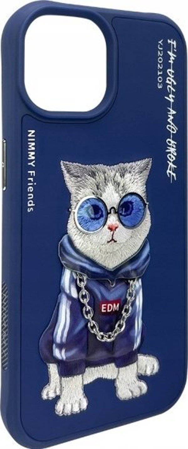 Θήκη Nimmy iPhone 15 6.1" μπλε/μπλε Γυαλιά Cool Cat