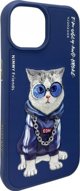 Θήκη Nimmy iPhone 15 6.1" μπλε/μπλε Γυαλιά Cool Cat