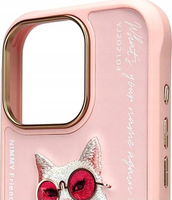 Nimmy iPhone 16 Pro 6.3" Θήκη Ροζ Γυαλιά Cool Cat