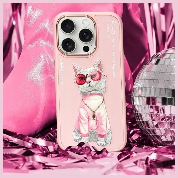 Nimmy iPhone 16 Pro 6.3" Θήκη Ροζ Γυαλιά Cool Cat