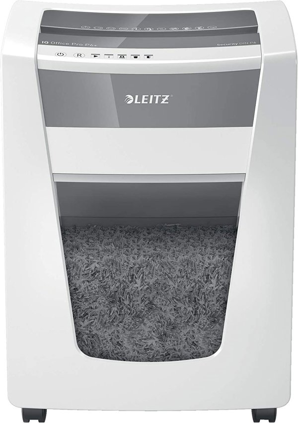 Καταστροφέας Εγγράφων Leitz IQ Office Pro P6+ P-6, Υψηλής Ασφάλειας DIN P6, Μικροτεμαχισμός, Λευκό