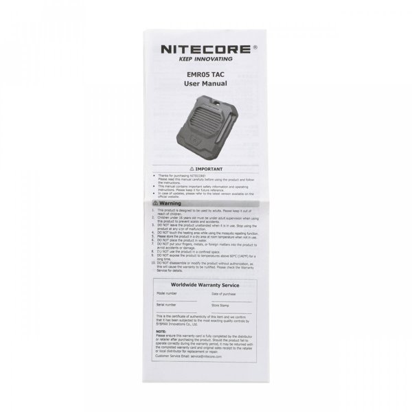 Nitecore EMR05 TAC Φορητό Απωθητικό Κουνουπιών - Μαύρο