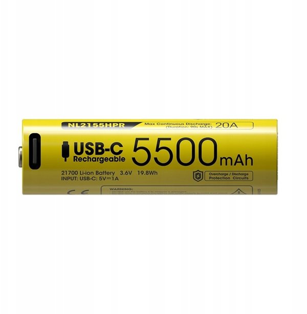 Nitecore Akumulator 21700 5500mAh 20A USB-C