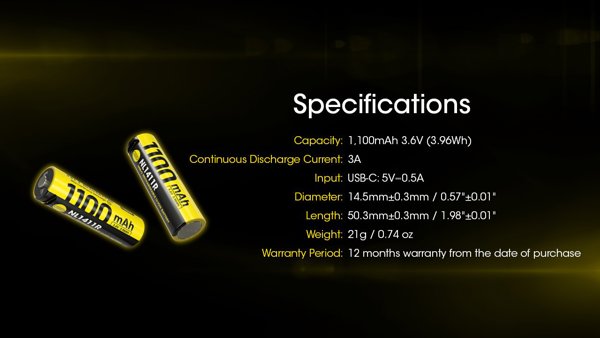 Nitecore Akumulator NL1411 14500 1100mAh