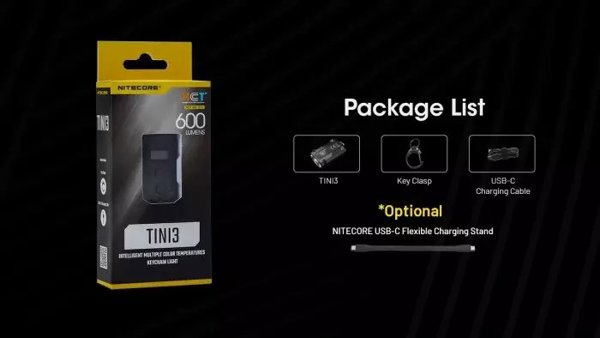 Nitecore TINI3 Επαναφορτιζόμενος Φακός Μπρελόκ 600 Lumens Γκρι