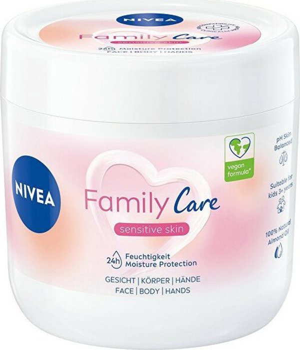 Nivea Family Care Ελαφριά Ενυδατική Κρέμα για Πρόσωπο, Σώμα & Χέρια, για Ευαίσθητο Δέρμα, 450ml