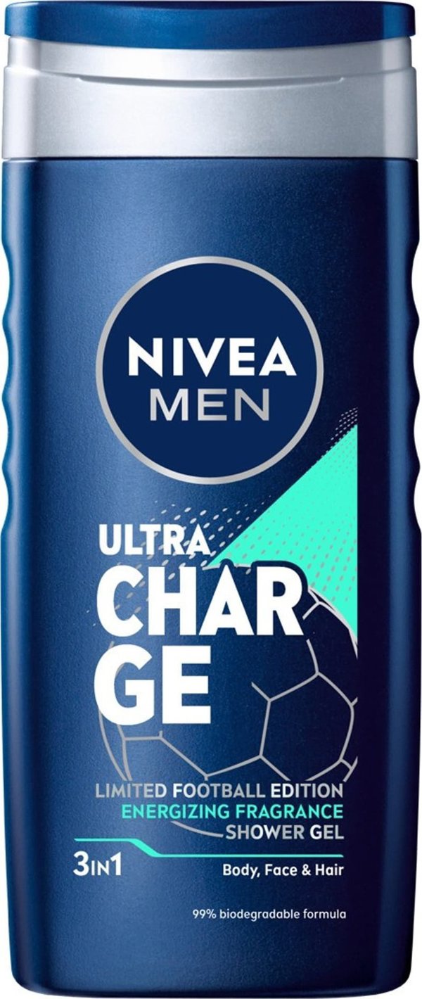 Nivea NIVEA MEN Τζελ για ντους 3σε1 Ultra Charge 250 ml - περιορισμένη έκδοση