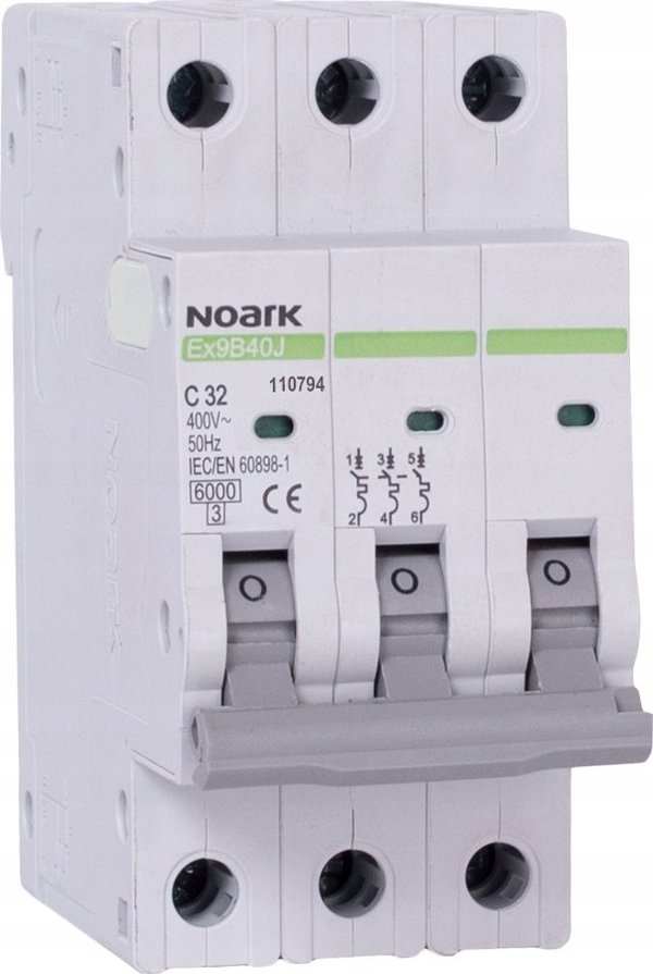 Noark Διακόπτης υπερεντάσεων 110748 6kA ΤΥΠΟΣ B 20A 3-BIEG EX9B40J 3P B20