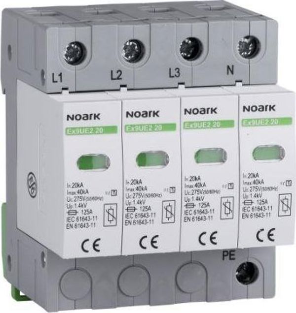 Noark Ogr. przep., typ II, 275 V AC, 20 kA, wymienna wkladka, 4-bieg. Ex9UE2 20 4P 275
