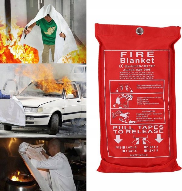 No Fire Πυροσβεστική Κουβέρτα 120x120cm, Υψηλής Αντοχής σε Polybag