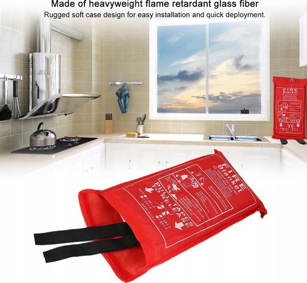 No Fire Πυροσβεστική Κουβέρτα 120x120cm, Υψηλής Αντοχής σε Polybag