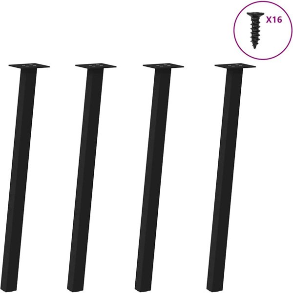 Nogi do stolika kawowego, 4 szt., czarne, 72 cm, stal