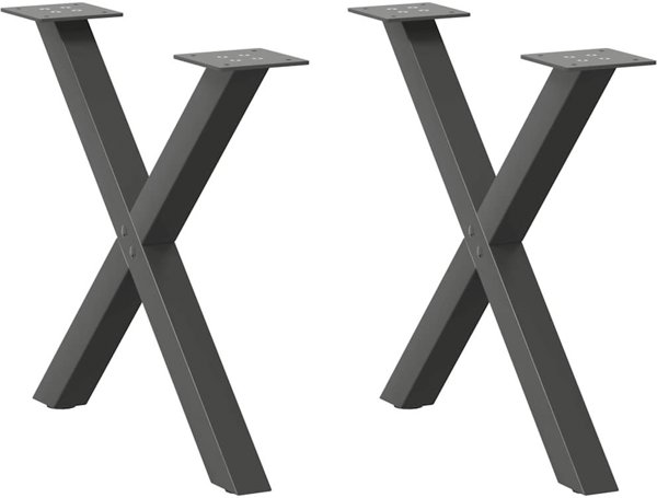 vidaXL Πόδια Τραπεζιού Καφέ σε Σχήμα Χ 2 Τεμάχια, Χάλυβας, Ανθρακί, 60x(42-43) εκ.