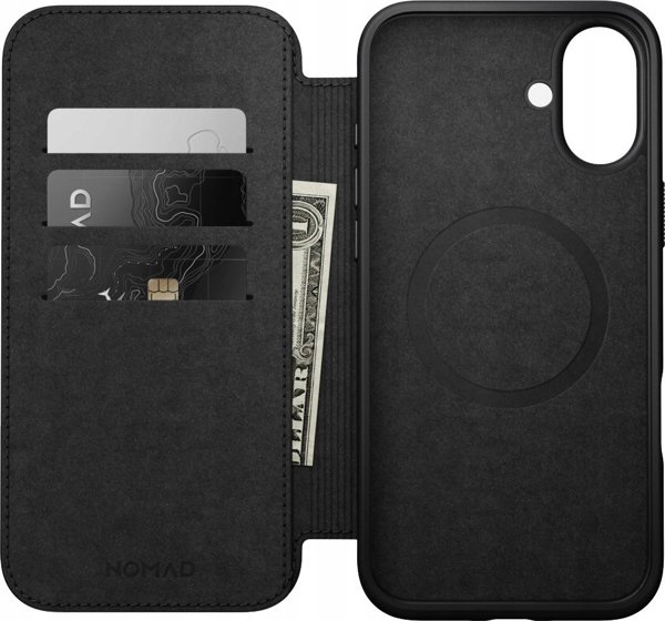 Nomad Modern Leather Folio Θήκη για iPhone 16 Plus - Μαύρο