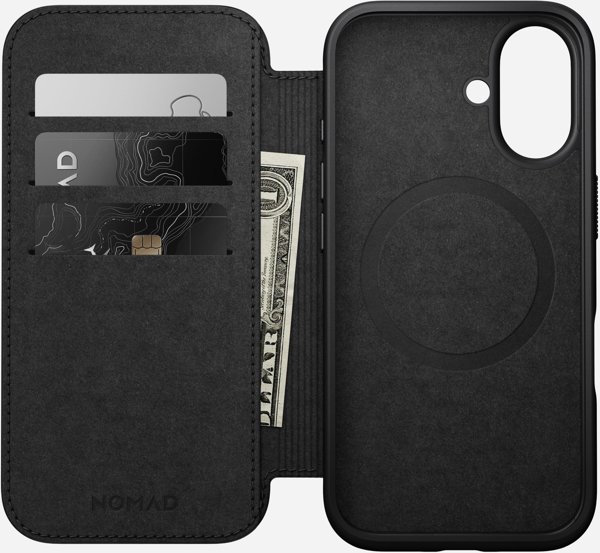 Nomad Modern Leather Folio, black - iPhone 16