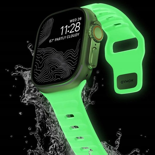 Nomad Sport Strap Glow 2.0 για Apple Watch 41mm/40mm/38mm, Φωσφοριζέ Λουράκι Σιλικόνης