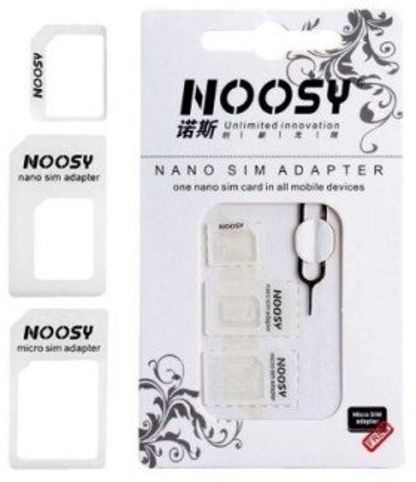 Noosy SIM Kartes Adapteru Komplekts + Adatiņa Slotam Balts