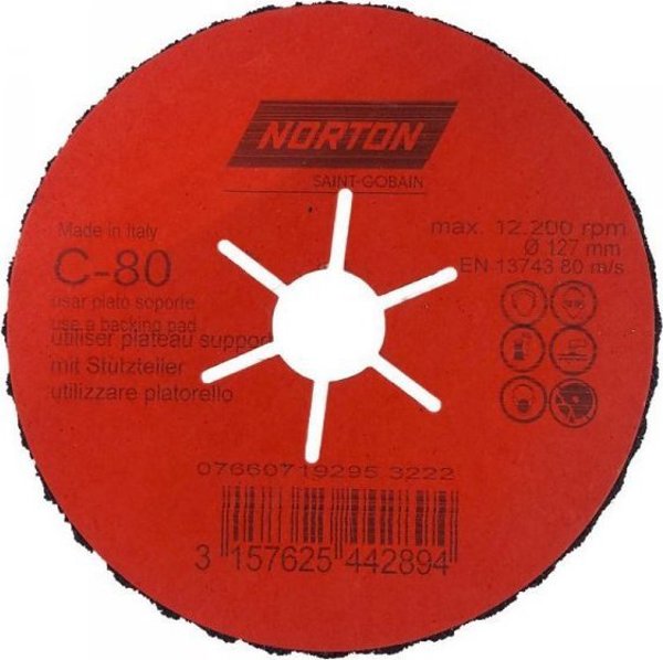 Norton ΗΜΙΕΛΑΣΤΙΚΟΣ ΤΡΟΧΟΣ NORTON CP FLEX 127MM P.80 (1 ΤΕΜ)
