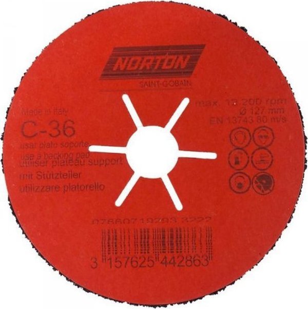 Norton ΗΜΙΕΛΑΣΤΙΚΟΣ ΤΡΟΧΟΣ NORTON CP FLEX 127MM P.36 (1 ΤΕΜ)