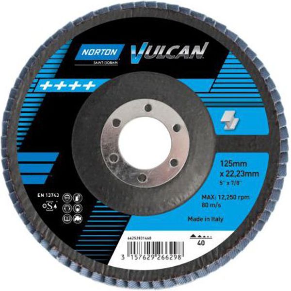 Norton Clipper Φυλλωτός δίσκος Vulcan, κοκκομετρία 40, 115 x 22,23 mm (63642502311)