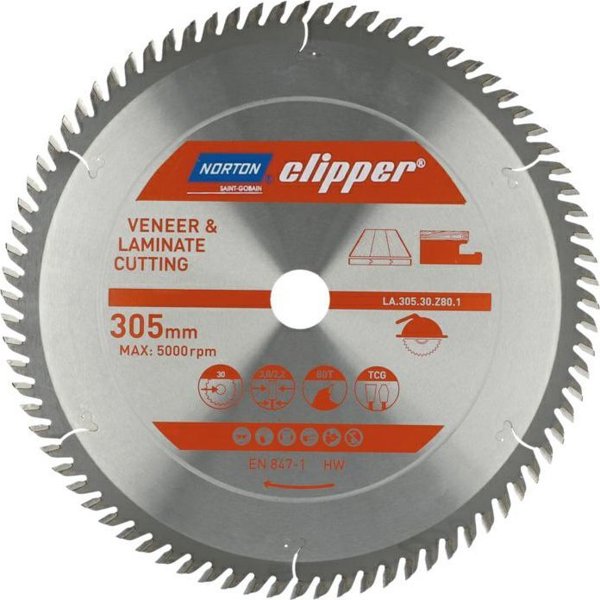 Norton Clipper Δίσκος Κοπής Με Δόντια Καρβιδίου LA.305.30.Z80.1, 305mm