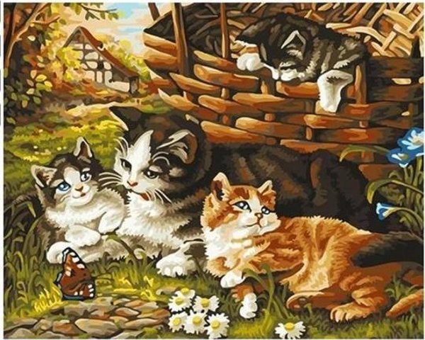 Norimpex Diamentowa Mozaika Koty Rodzina W Koszu W Ogrodzie 30x40