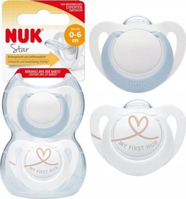 NUK Silikonowy smoczek STAR 0-6 2SZT 535448, 730713