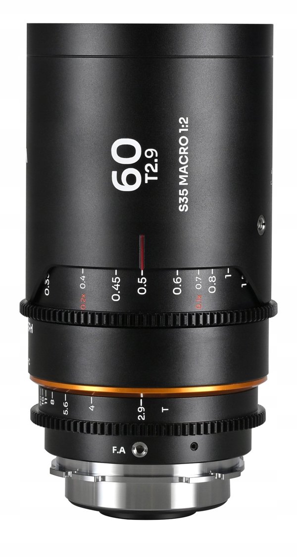 Obiektyw Laowa Nanomorph 60 mm T2,9 1,5x S35 Macro 1:2 Amber do Arri PL / Canon EF