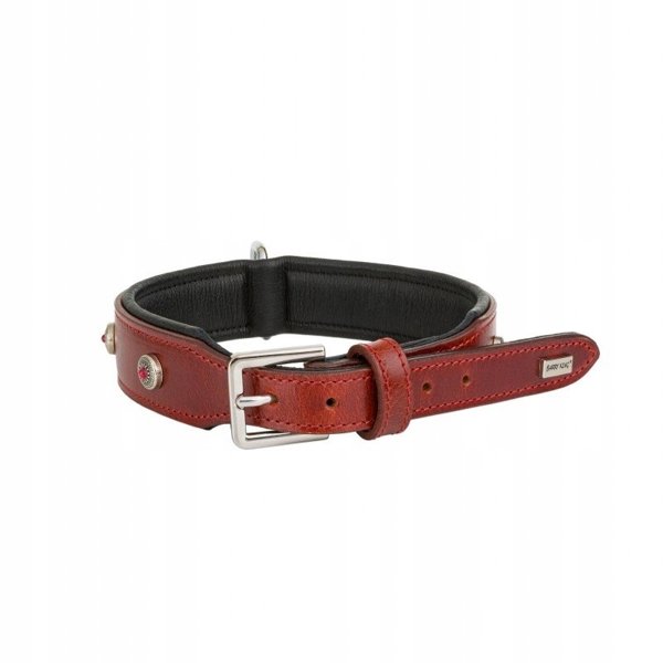 Δερμάτινο περιλαίμιο XL: 47-55 cm x 39 mm, κόκκινο/μαύρο
