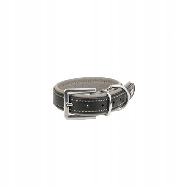 Δερμάτινο λουρί, Μ: 37-44 cm/30 mm, μαύρο/γκρι