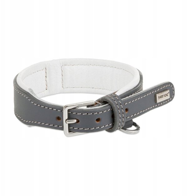 Δερμάτινο Περιλαίμιο, XS: 27-32 cm/26 mm, Γκρι/Λευκό