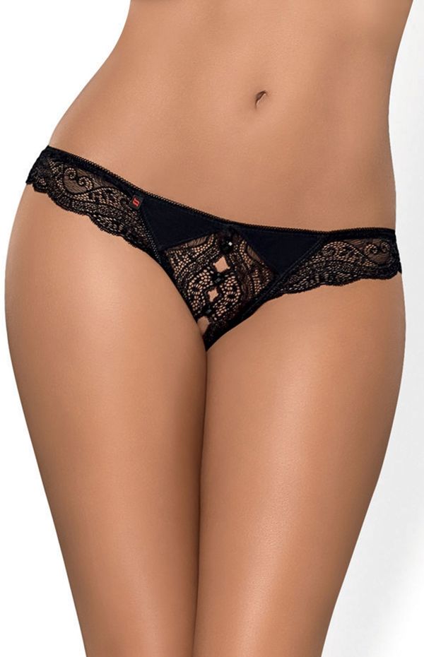 Obsessive Stringi damskie otwarte Miamor czarne r. S/M