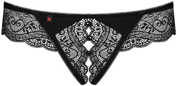 Obsessive Stringi damskie otwarte Miamor czarne r. S/M