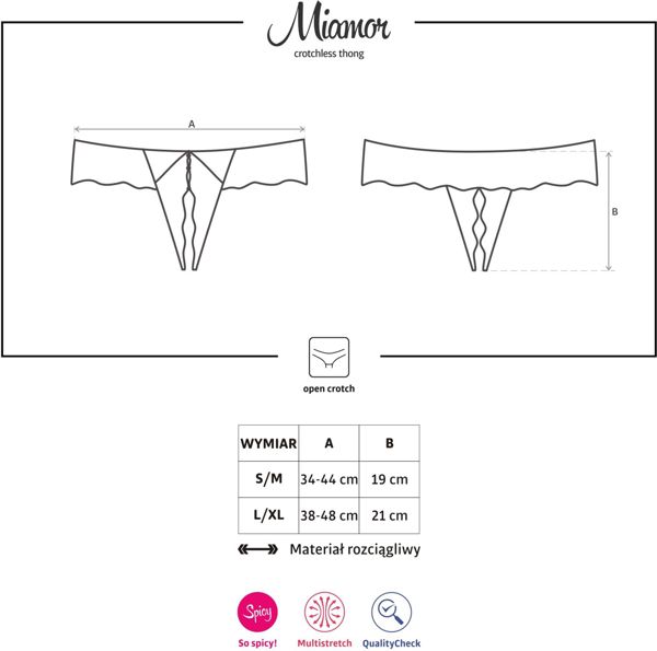 Obsessive Stringi damskie otwarte Miamor czarne r. S/M