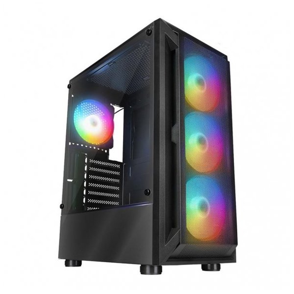 Obudowa PC Rampage SHIVA z oknem 4x wentylator 120mm Rainbow czarna