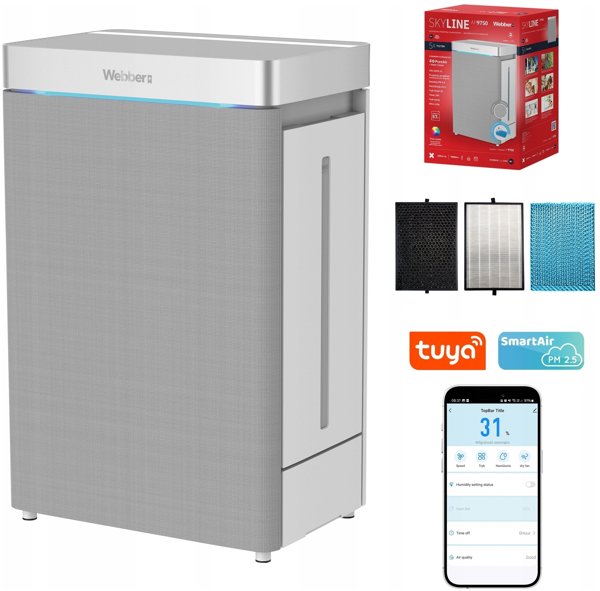 Καθαριστής και Υγραντήρας Αέρα Webber AP9750 SMART AI WIFI 100W 57m²