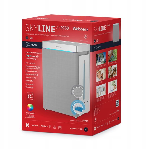Καθαριστής και Υγραντήρας Αέρα Webber AP9750 SMART AI WIFI 100W 57m²