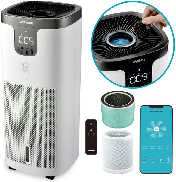 Oczyszczacz powietrza Webber APEH11003 WIFI HEPA 12 UV Jonizator Nawilzacz