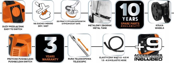 Βιομηχανική Σκούπα NEO TOOLS, Ηλεκτρική, 1200W, Με Κάδο 20L