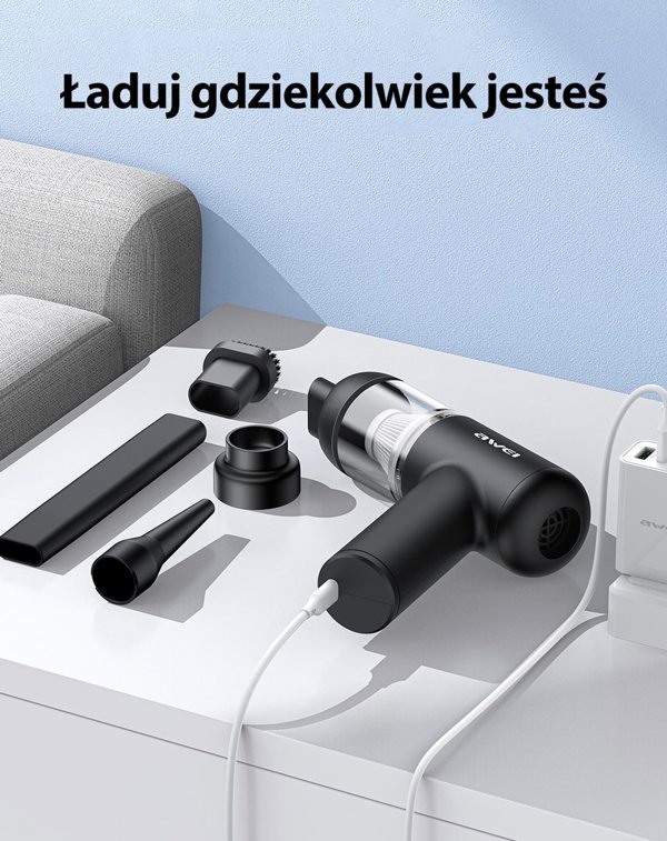 Awei Mini ασύρματη φορητή σκούπα V2 με ένδειξη σκόνης μαύρη