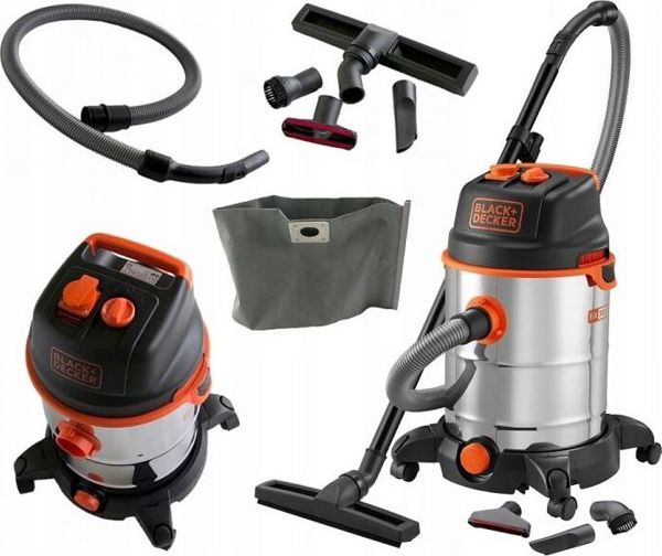 Black+Decker Βιομηχανική Σκούπα BXVC30XTDE Υγρών & Στερεών 30lt με Λειτουργία Φυσητήρα