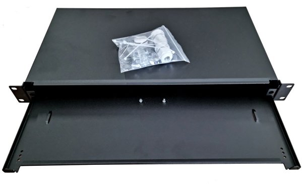 OEM Optická vana výsuvná 1U, 24x SC simplex (24x LC duplex, 24x E2000) s kazetou OPTRONIC pro 24 svárů, černá