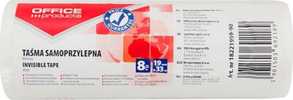 Office Products Ταινία Γραφείου Αόρατη, 19mm x 33m, Ματ, 8 Τεμάχια